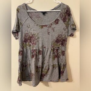 Torrid Gray Floral Tiered Babydoll Top